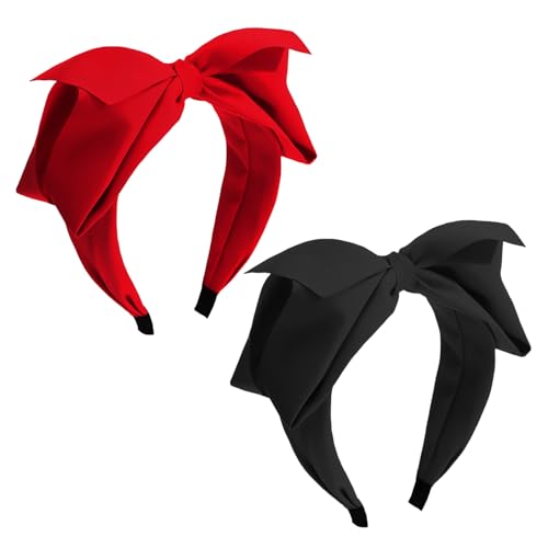 2 Stück Schleifen-Stirnbänder, Retro-Stirnbänder, Breite Stirnbänder, Haarschmuck-Accessoires, Süße Stirnbänder, Damen-Haar-Accessoires