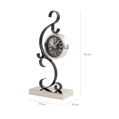 Image of Decor de Maison Handcrafted Stellar Mirage Luxury Table Clock for Livingroom,Bedroom,Studyroom | Desk /Table Clocks for Home Decor | Silent Analog Table Clock | Best for Gifting | Silver & Black