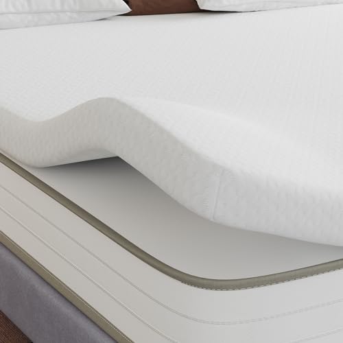 FRIDEKO Topper para colchones de 140 x 200 cm, 5 cm de altura, H2&H3 de gel de espuma de memoria, funda extraíble y lavable, adecuado para cama con somier, sofás cama