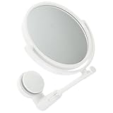 LIFKOME Badezimmer Klappspiegel Rund Bohrfreier Wand Schminkspiegel Faltbarer Kosmetikspiegel ohne Stanzung Drehbarer Badezimmerspiegel für Mädchen und Make Up