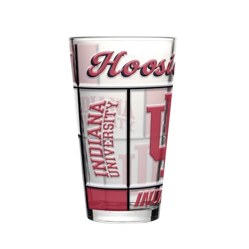 Image of Logo Brands NCAA oz Stained Glass Pint Glass - 3D Embossed Logo & Bold Team Colors - Durable Sports Fan Beer Glass for Home, Bar & Tailgates