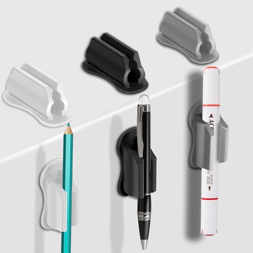 Portapenne adesivo per organizer da scrivania, confezione da 6 portapenne in silicone per appunti, porta pennarelli adesivi per accessori da scrivania, forniture per ufficio (2 nero, 2 bianco, 2