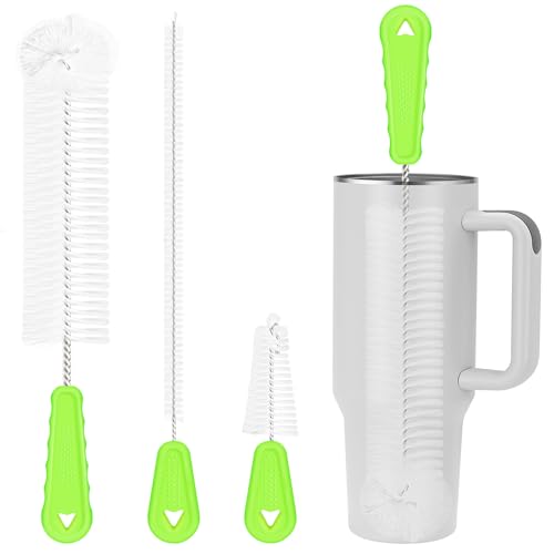 YUNGMAX Bottle Brush Cleaning Set, 3Pcs Long Handle Water Bottle & Straw Cleaner Brushes for Washing Baby Bottles, Drinks Mugs, Flasks, Cup Lids, Teapot Spouts