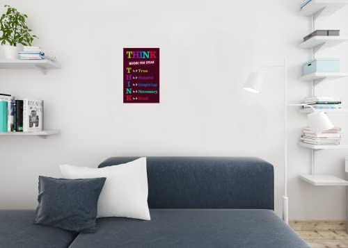 Image of Classroom Think Before You Speak Motivaltional Inspirational Educational Rules Teacher Supplies School Toddler Kids Elementary Learning Decorations Purple Cool Wall Art Print Poster 12x18