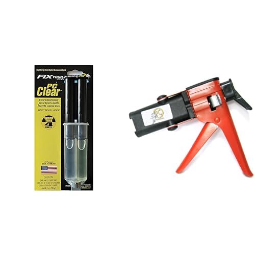 PC-Bundle Includes (12) PC-Clear Epoxy Adhesive Liquid, 1oz Double Syringe, Clear & (1) PC Products Epoxy Adhesive Dispensing Gun, PPM-50 Standard 50ml
