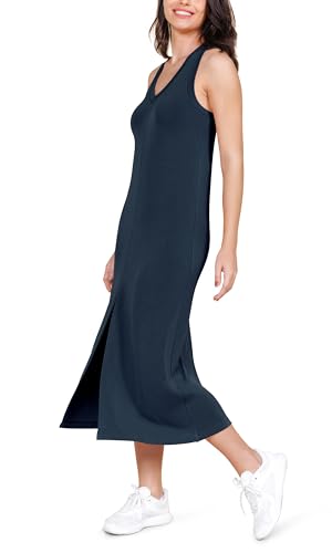 Image of ODODOS Modal Soft Front Split Midi Dress for Women, V Neck Sleeveless Casual Summer Tank Dress