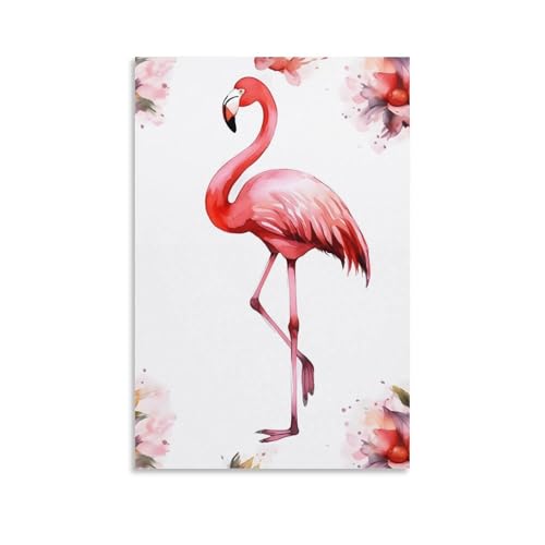 Toile murale flamant rose grand format 60x90 poster suspendre