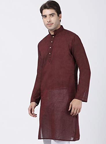 Image of VASTRAMAY Men's Maroon Pure Cotton Kurta - (VASMK070MA) for Size - 36
