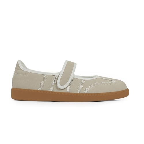 Image of Mary Jane Sneakers for Women Slip on Ballet Flats Walking Retro Sneakers | Round Toe Mary Jane Shoes,Hook and Loop,Lightweight Footwear,Women Fashion Sneakers for Walking, Travel, Workout, Daily Wear