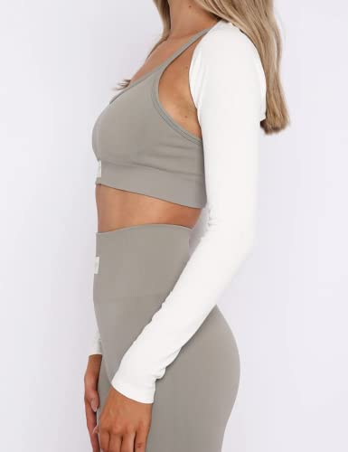 MISSACTIVER Women's Long Sleeve Ribbed Knit Bolero Shrug Crop Top Sexy Backless Open Front Cropped Shawl Cardigan 90s E-Girls3