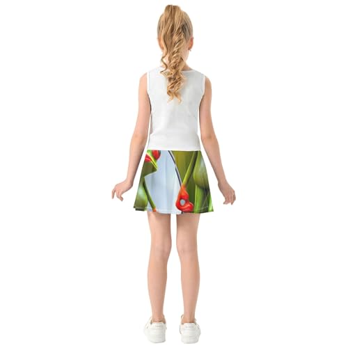 Toddler Tennis Skirts Funny Frogs Green Athletic Shorts Girls Skorts Kid Teen Butterfly Skirt 4t4