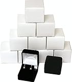 RJ Displays 12 Pieces Set of Black Soft Flocked Earring Pendant Necklace Jewelry Gift Boxes for Wedding, Engagement, Birthday Valentine Mothers day and Anniversary