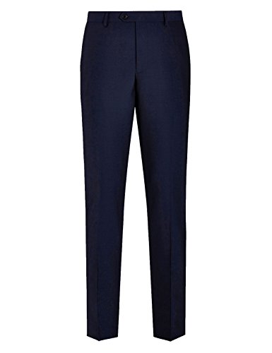 HBDesign 2015 Mens Formal Modern Slim Fit Flat Straight Navy Blue Iron Free Pants