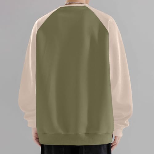 Cambkatl Color Block Sweatshirt for Men Loose Raglan Long Sleeve Pullover Casual Crewneck Patchwork 2025 Spring Tops3