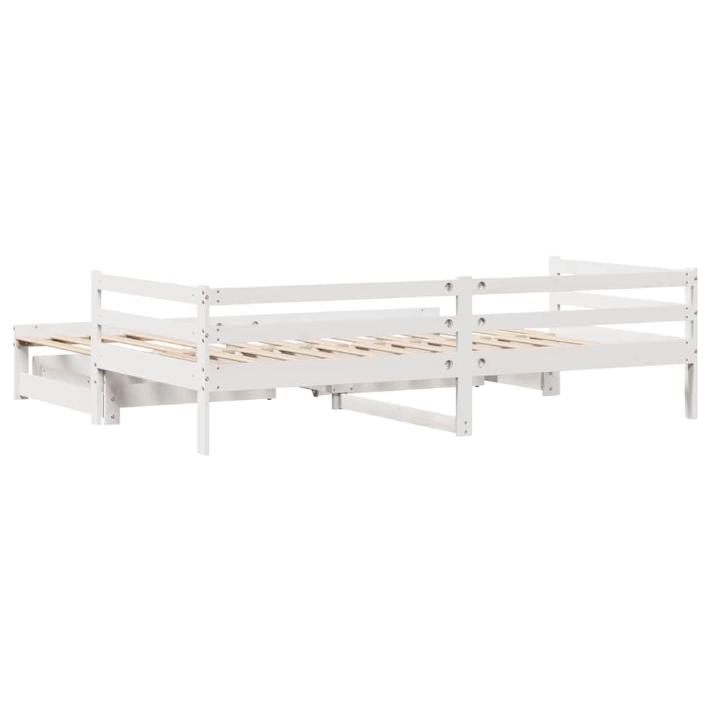 vidaXL Sofa rozsuwana z szufladami, bez materaca, białe, 80x200 cm