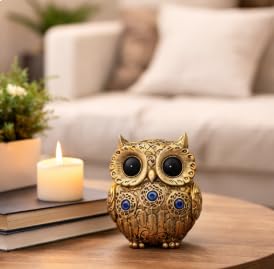 Image of Evil Eye 4 Inch Owl Statue for Good Luck l Feng Shui & Vastu II Evil Eye II Showpiece for Home Decor (Gold, 4 inch)