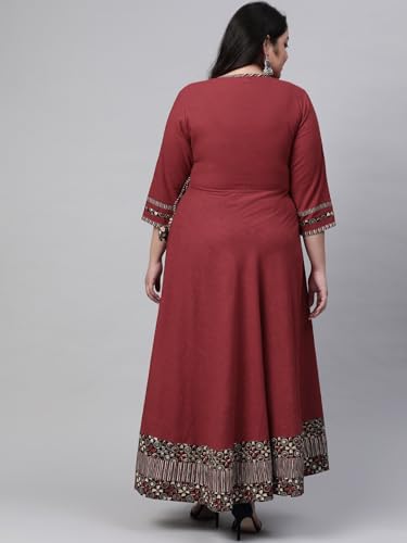 Image of Yash Gallery Women's Rayon Relaxed Fit Angrakha Kurta