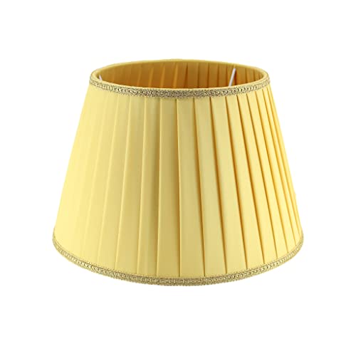 Paralume classico Impero in tessuto Plissettato Pongè Giallo con Passamaneria