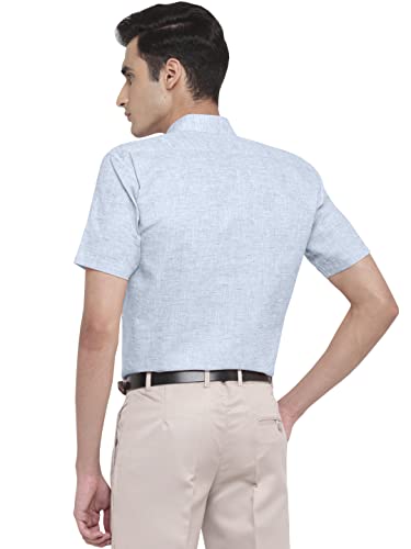 Image of GHPC Cotton Linen Plain Solid Half Sleeves Regular Fit Formal Shirt for Men