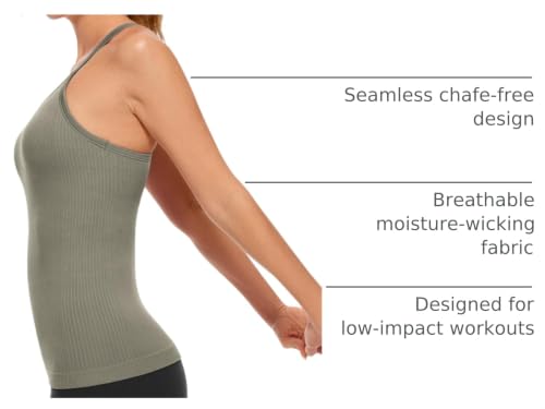 Image of CRZ YOGA Seamless Rib Scoop Neck Tank Tops