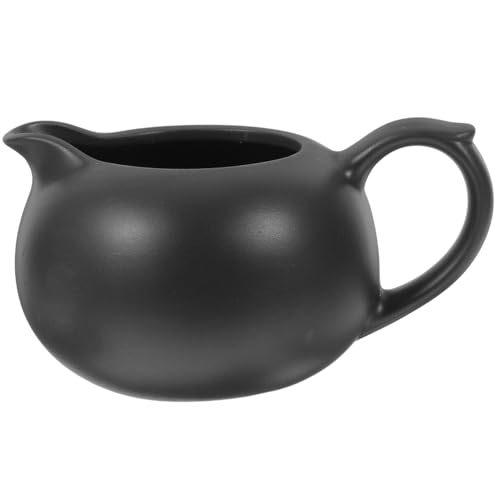 Brocca per latte e sciroppo, in ceramica nera, per latte, caffè, tè, salsa, salsa per condimenti per insalata, brodo, caffè, microonde e lavastoviglie, per coppie