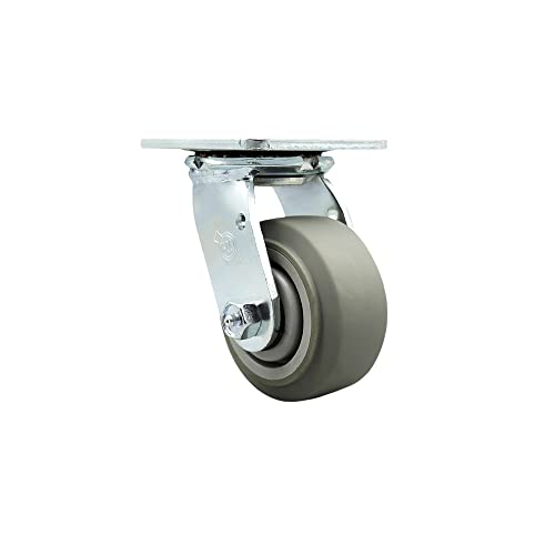 Thermoplastic Rubber Flat Tread Swivel Top Plate Heavy Duty Caster with 4 Inch Wheel – 300 lbs. Capacity/Caster - Service Caster Brand