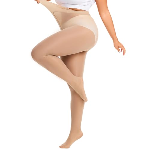 Image of American Trends Plus Size Tights for Women Semi Opaque Stockings High Waist Pantyhose Nylons Soft Stretchy Tights