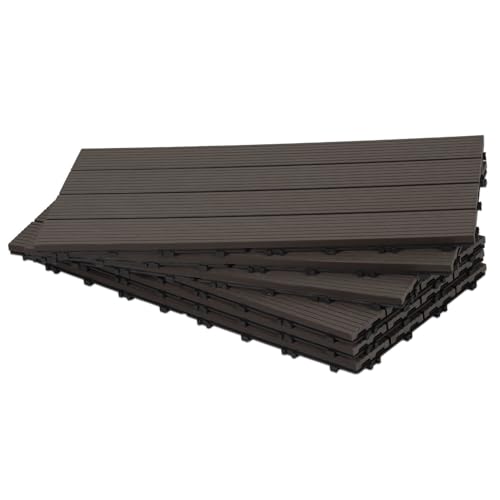 Vkechh Placas de terraza de WPC 30 x 60 cm en marrón, 24 unidades (4 m²) con sistema de clic, azulejos de exterior resistentes a la humedad, aspecto de madera, suelo estable para terraza (placas WPC)