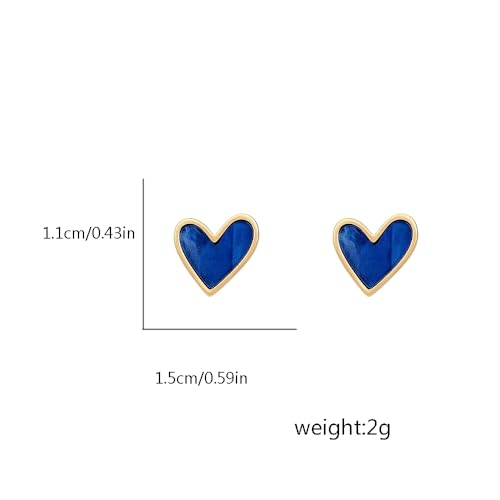 Dainty Blue Heart Small Stud Earrings for Women Cute Sterling Silver Post Gold Plated Hearted Shaped Hypoallergenic Tiny Studs Fashion Y2K Jewelry2