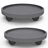 WanderingDonkey 14 Inch Potted Flower Mover Dolly with Casters Round Coaster for Indoor Outdoor, Heavy Duty Plant Caddie with Wheels,Rolling Plant Stand Pot Trolley,Wheeled Planter Saucer Tray 2 Pack