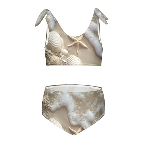Seashells Starfish on Sand Ocean Girls Bikini Sets 2 Piece Swimsuits Bathing Suit Swimwear