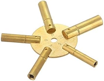 Universal Vintage Clock Winding Key 5 Prong Even Numbers 2 to 10 Brass Clock Key for Winding Clocks
