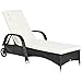 Produktbild Outsunny Gartenliege Sonnenliege Rattanliege mit neigbarer Rückenlehne Gartenmöbel Liege mobil mit Kissen, Polyrattan+Metall, Schwarz, 200 x 73 x 30-103 cm