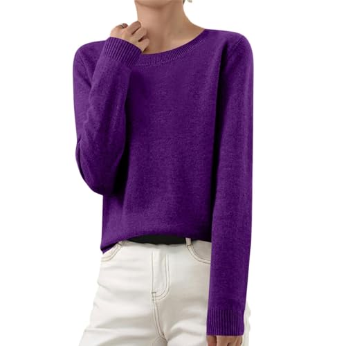 OIOLOYJM Fall Cashmere Sweaters for Women 2025 Crewneck Long Sleeve Tops Knitted Pullovers Lightweight Merino Wool Sweater