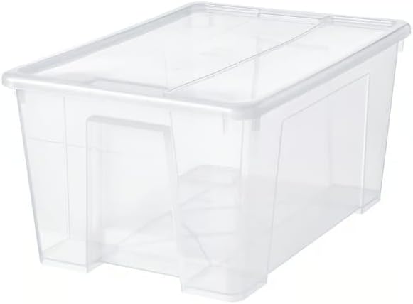 Set of 2, 12-Gallon Clear Plastic Storage Tote with Locking Lid - Durable Organizer Bin for Tools, Gardening Supplies, Basement & Indoor Use - 22.5 x 15.25 x 11 Inch