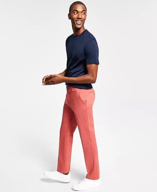 Tommy Hilfiger Mens Modern fit Dress Pants 33/30 Red Solid Stretch3