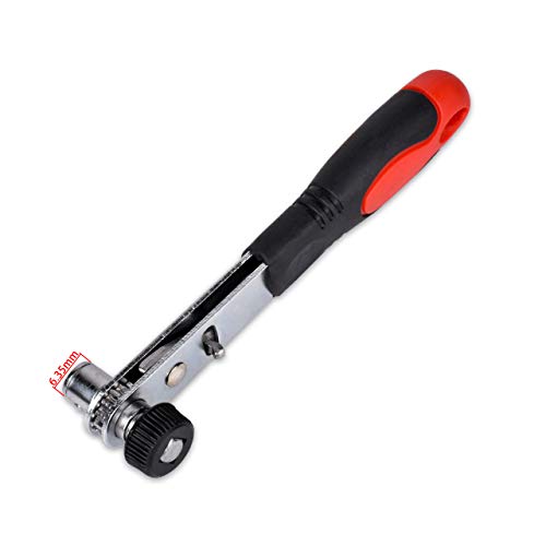 HOHXEN Mini 1/4 Inch Ratchet Spanner Wrench Rod Snap On Pole Socket Screwdriver For Garage Hand Tools (Red&Black)