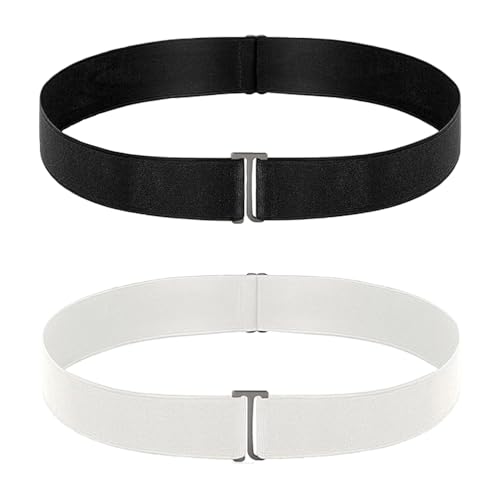 YFTRFR 2 Cinturón Invisible para Mujer, Elástico Ajustable Correa de Sujeción Antideslizante con Hebilla Plana para Pantalones demasiado Grandes, Jeans，Vestido de Noche, Falda Corta(2 Color)