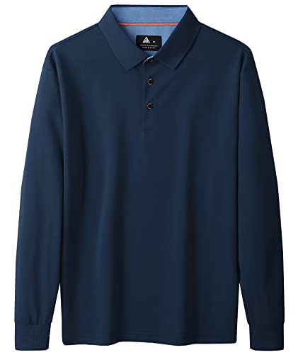 Image of SWISSWELL Long Sleeve Polo Shirts for Men collared Performance Golf Shirts Casual Workwear Office