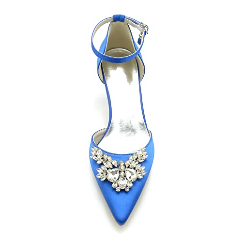 Closed Toe Satin Low Kitten Heels White Wedding Shoes for Bride Ankle Strap Rhinestones Beaded Bridal Shoes Evening Prom Party Dress Pumps for Women3