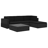 HETFTJN Gartenmöbel Lounge Set Bierzeltgarnitur Gartenlounge Outdoor Lounge - 5-TLG. Garten-Lounge-Set mit Auflagen Poly Rattan Schwarz für Restaurant Balkon Hof Café