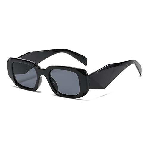 LASPOR Retro Rectangle Sunglasses For Women Men 90s Trendy Glasses
