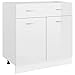 Tidyard Küchenschrank mit Schublade und 2 Regalböden Küche Schrank Küchenzeile Küchenmöbel Küchenunterschrank Unterschrank Spanplatte, Hochglanz-Weiß 80 x 46 x 81,5 cm