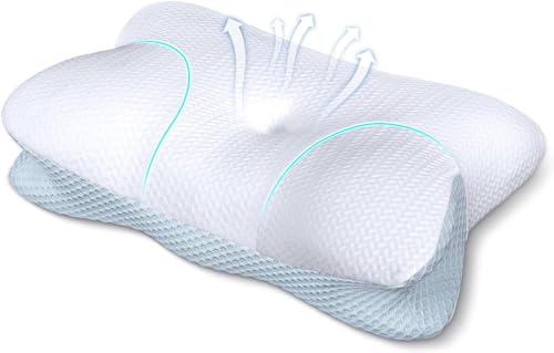 Zervikalkissen gegen Nackenschmerzen, Orthopädisches Kissen mit Memory Foam gegen Schulterschmerzen, Ergonomisches Kopf- und Nackenstützkissen für...