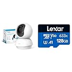 TP-Link Telecamera Wi-Fi Interno, Videocamera sorveglianza 1080P, Visione Notturna, Audio Bidirezionale + Lexar 633x Scheda Micro SD 128 GB, Scheda di Memoria microSDXC UHS-I Con Adattatore SD