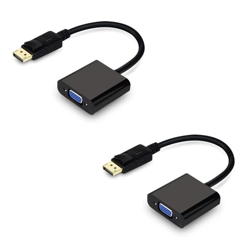 Image of ATEVON DisplayPort to VGA Adapter Cable - DP Male to VGA Female Video Converter for Monitor, Projector, HDTV, Compatible with Laptop, PC, Graphics Card, Supports Full HD 1080p (Black)