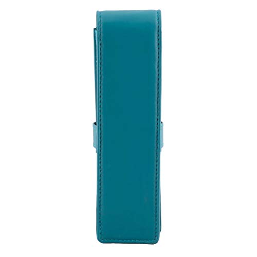 Image of DiLoro Leather Pen Case Pouch Holder for Two Fountain Ballpoint Rollerball Pens or Pencils (Turquoise Green)