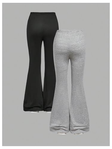 Girl's 2 Pack Letter Graphic Flare Leg Pants Leggings Bowknot Elastic Waist Bell Bottoms2