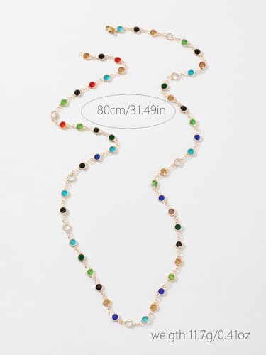 Rhinestone Long Chest Chain Y Necklace for Women Colorful Bead Crystal Chest Body Chain Y necklaces Jewelry4