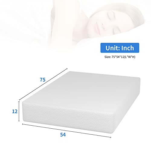 Image of 12 Inch Green Tea Full Size Memory Foam Mattress,Bed-in-a-Box Medium Firm Mattress CertiPUR-US Certified Breathable Bed Mattress for Cooler Sleep Supportive & Pressure Relief,Full
